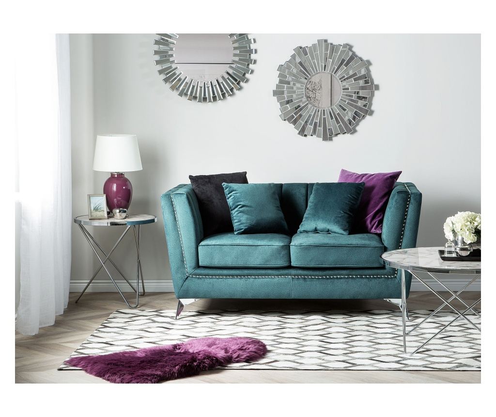 Kanapé 2 személyes GAULA Bársony Kékeszöld - 1