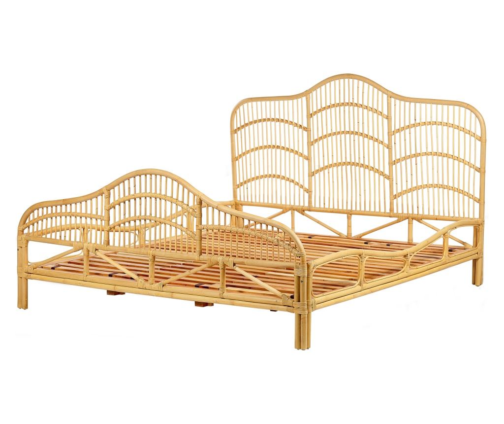 Ágy Rattan DOMEYROT 180 x 200 cm Világosbarna - 4
