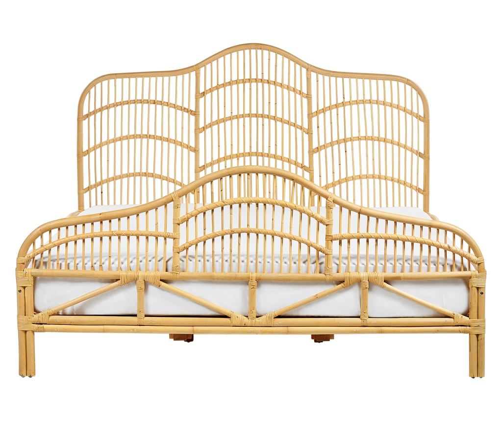 Ágy Rattan DOMEYROT 180 x 200 cm Világosbarna - 5