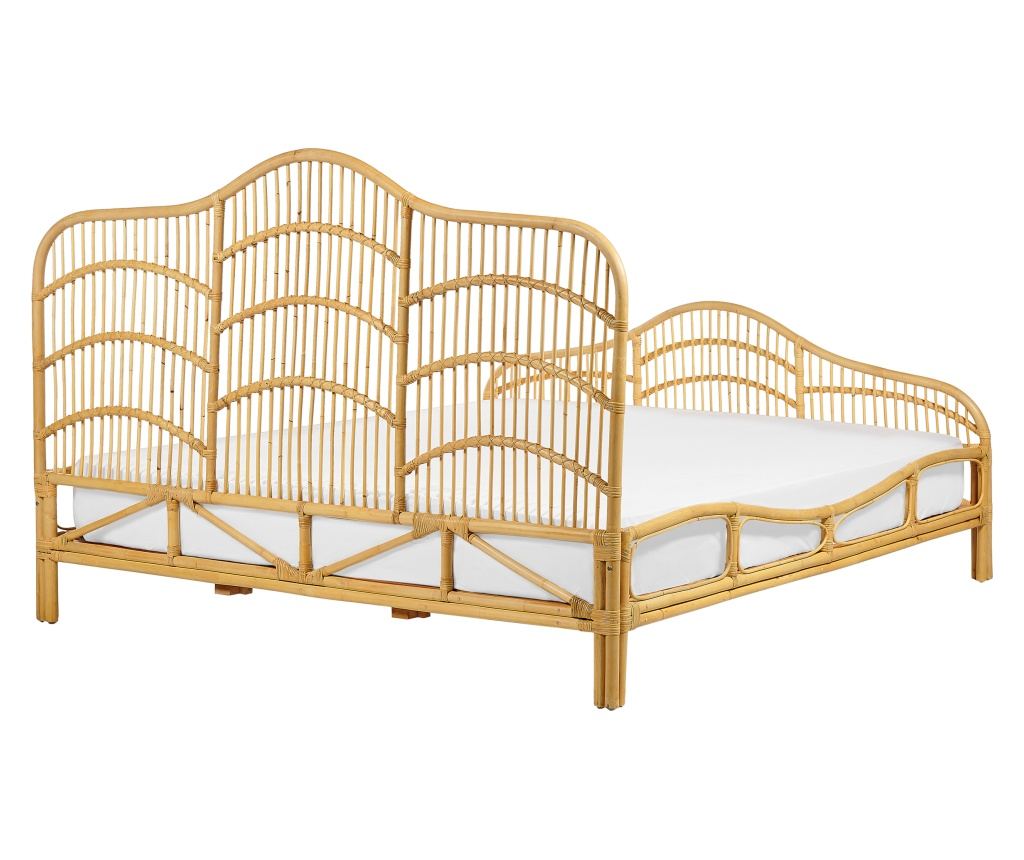 Ágy Rattan DOMEYROT 180 x 200 cm Világosbarna - 6