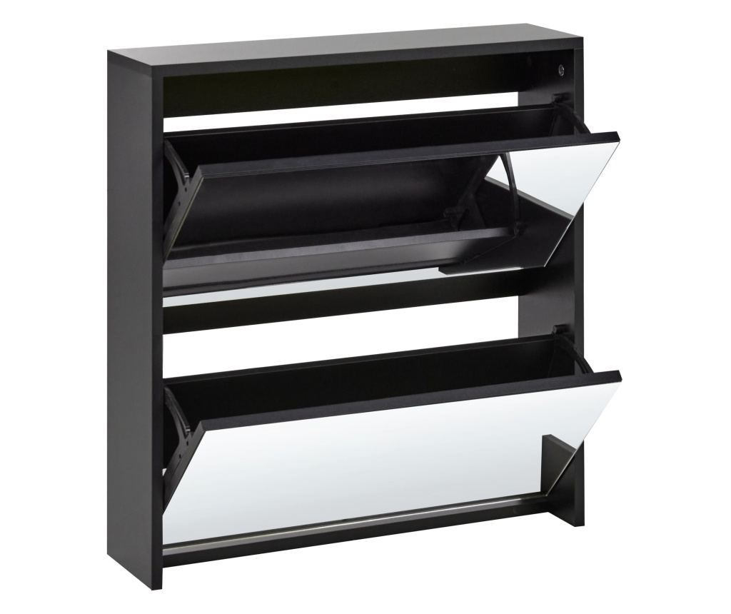 Cipőtároló szekrény MIDFIELD Ágyneműtartóval Fekete - 5