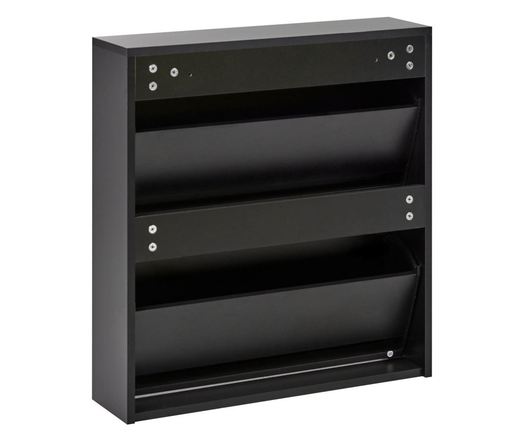 Cipőtároló szekrény MIDFIELD Ágyneműtartóval Fekete - 6