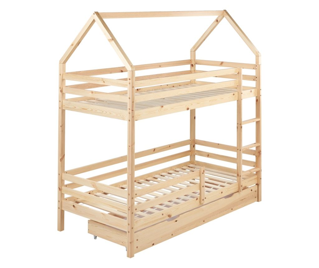 Emeletes ágy fiókokkal Ház Fenyő GIRGOLS 90 x 200 cm Ágyneműtartóval Világosbarna - 5