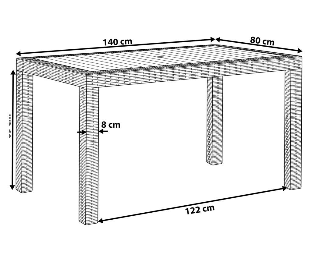 Kerti asztal FOSSANO 140 cm 80 cm Világosszürke - 1