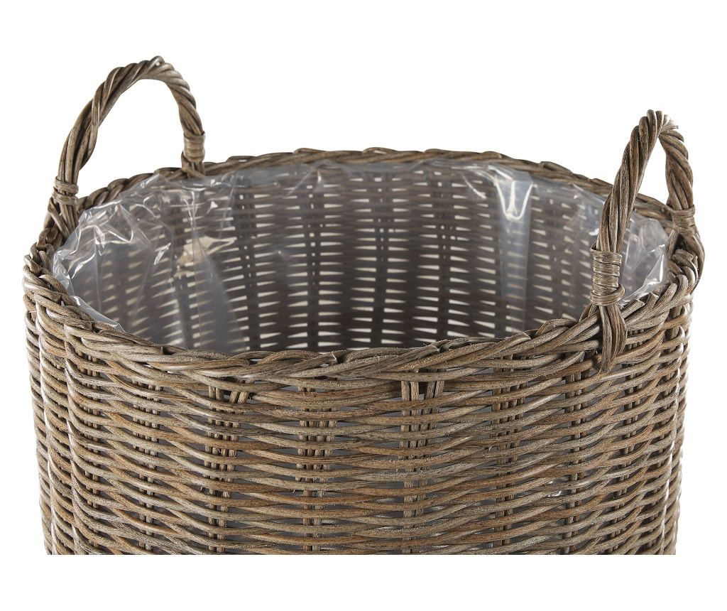 2 darabos fonott virágtartó szett BITOLA PE Rattan 40/48 cm Barna - 4