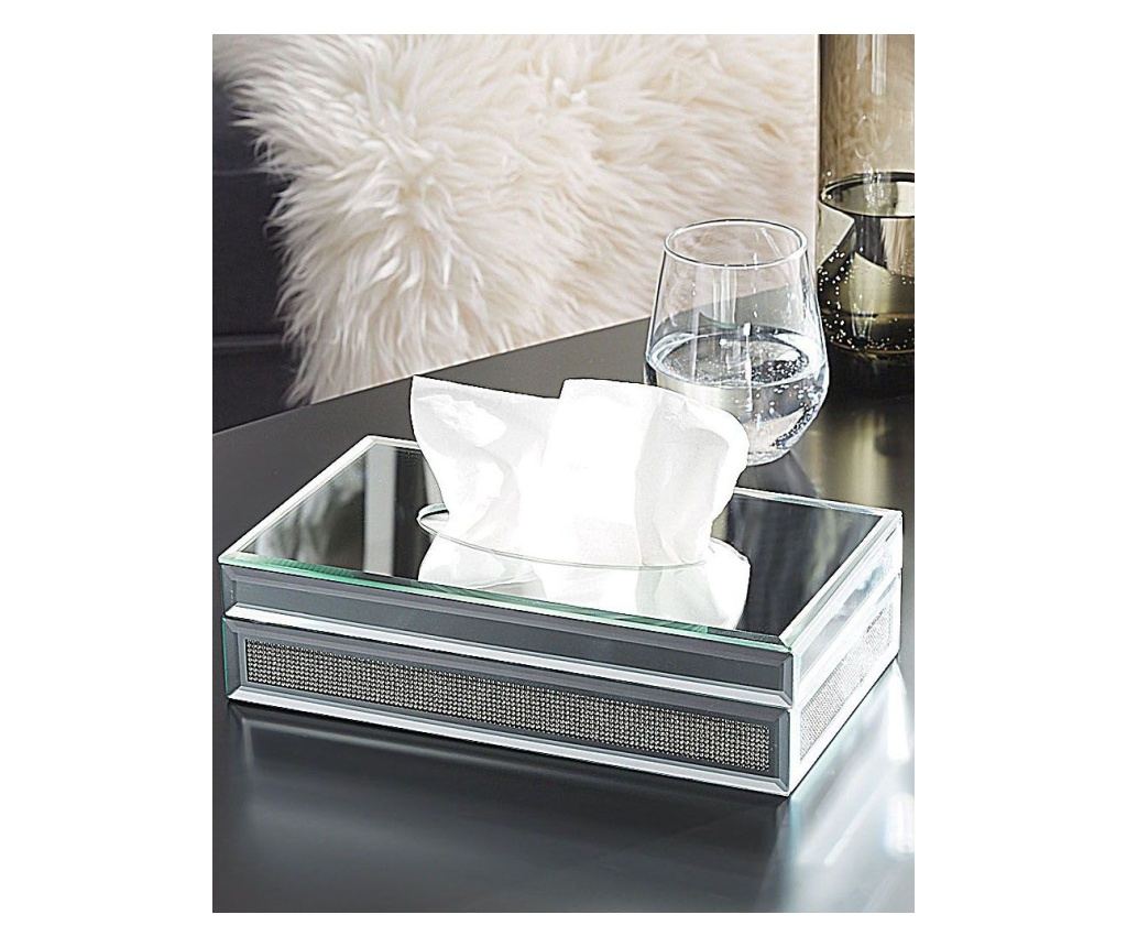 Zsebkendőtartó doboz CHARLY Üveg Ezüst - 1