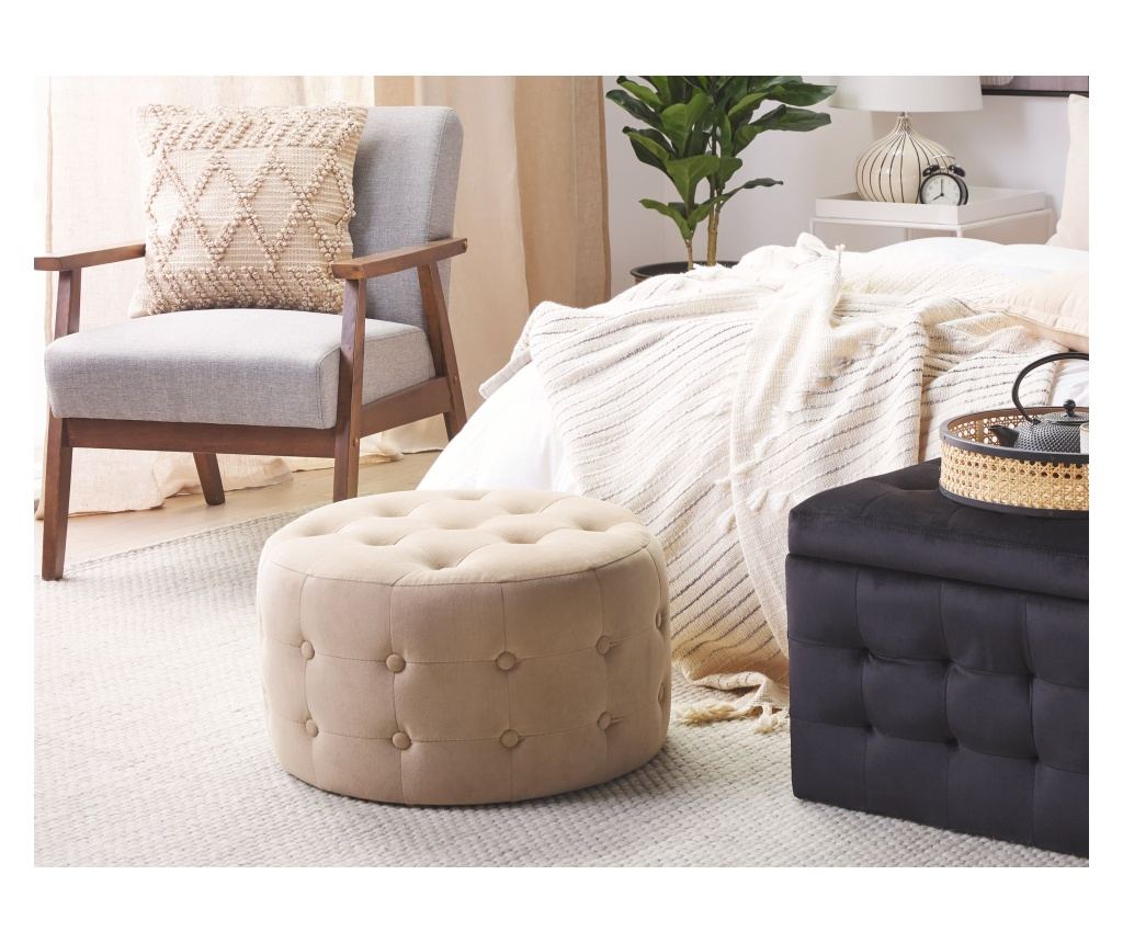 Puff TAMPA Bársony Homokbézs - 1