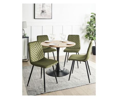 Set de 4 scaune dining HAVRE Catifea Verde măsliniu