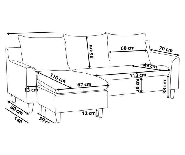ELVENES 3-Seater Corner Sofa Taupe Right