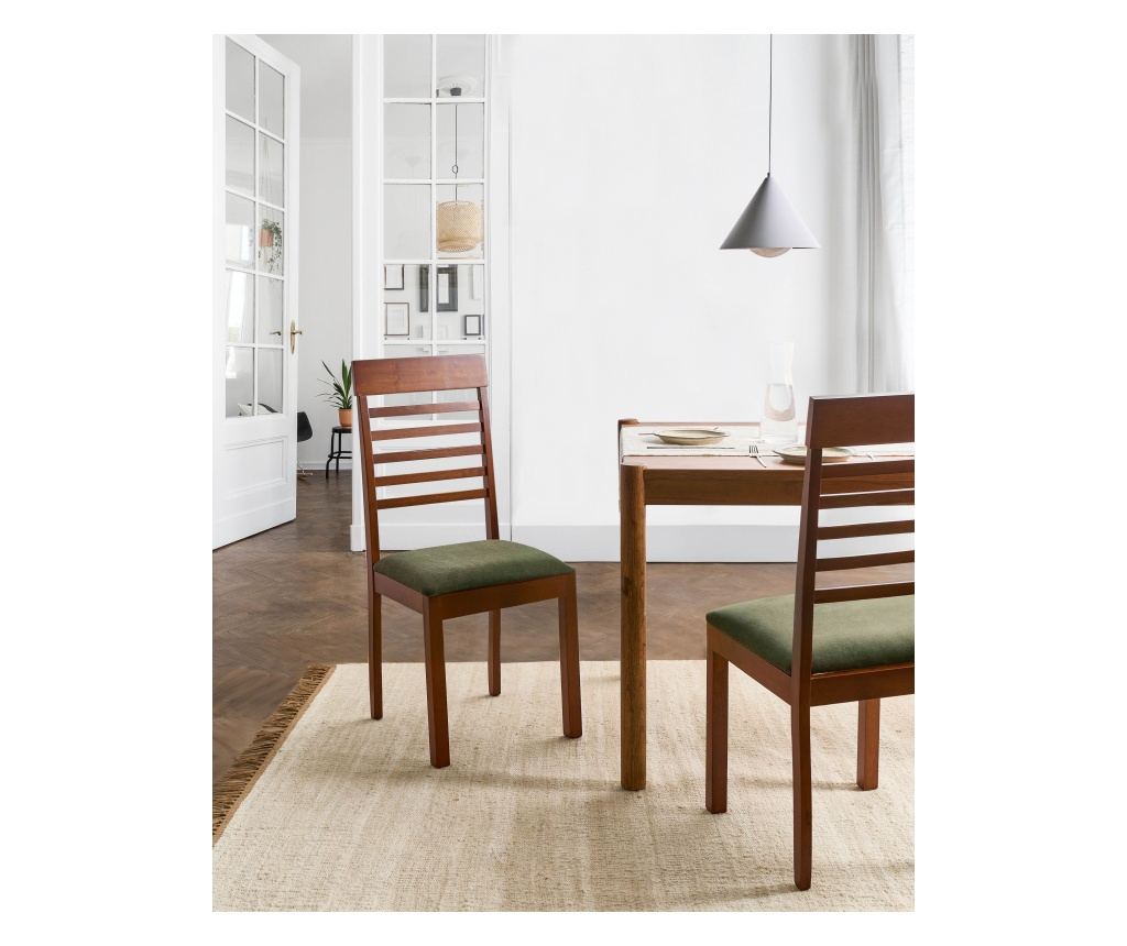 Étkezőszék kétdarabos szettben ORTLEY Keményfa Világosbarna/ Zöld - 1