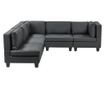 Moduláris sarokkanapé 5 személyes UNSTAD Műbőr Fekete Jobb oldali thumbnail 2