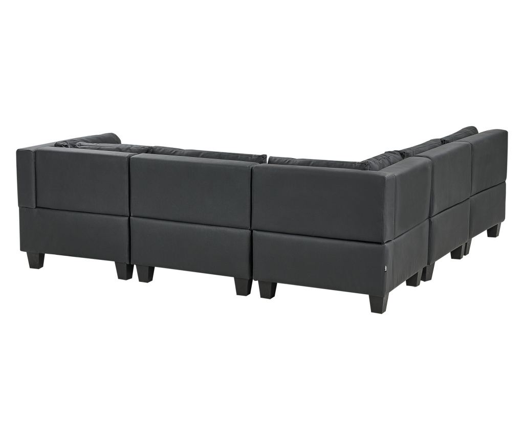 Moduláris sarokkanapé 5 személyes UNSTAD Műbőr Fekete Jobb oldali - 5