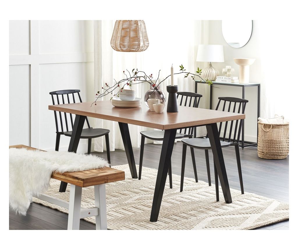 Étkezőasztal LENISTER Barna/fekete 90 cm 150 cm - 1