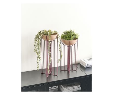 Set de 2 ghivece înălțate pentru plante FICARIA Metal 22 cm Roz