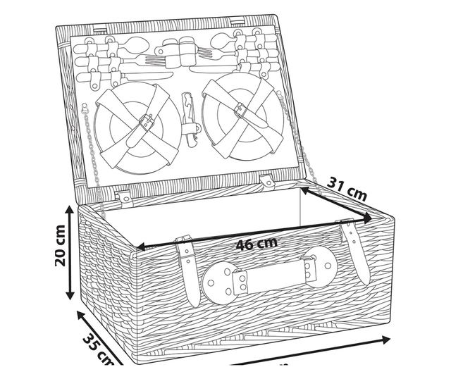 PRUNEAU Wicker Brown Picnic Basket