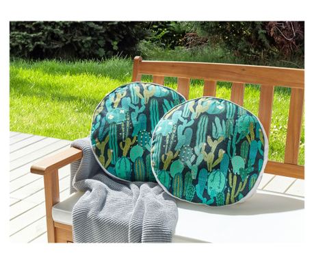 Set de 2 perne pentru exterior BUSSANA Imprimeu cu plante 40 x 40 cm Verde