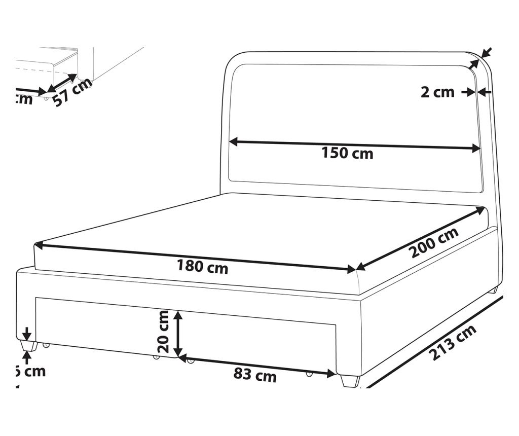 Ágy fiókokkal Buklé SARDENT 180 x 200 cm Törtfehér - 3