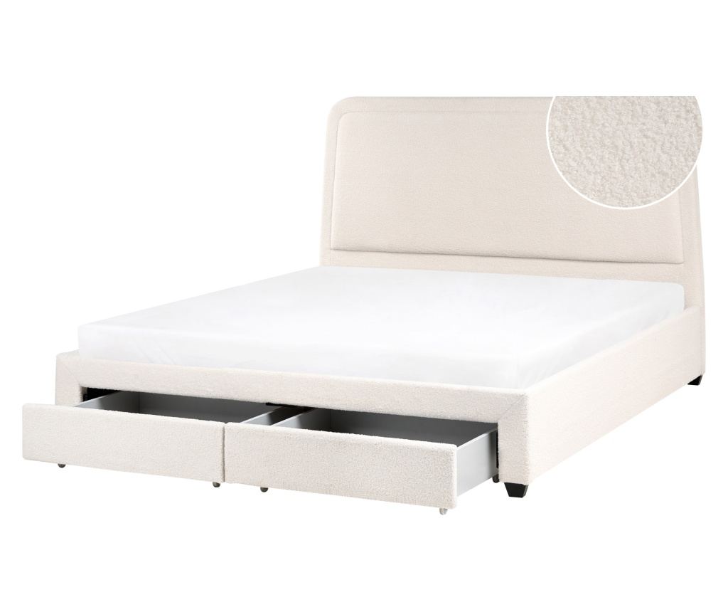 Ágy fiókokkal Buklé SARDENT 180 x 200 cm Törtfehér - 4