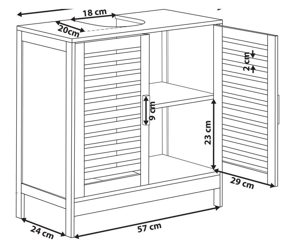 Mosdószekrény MISSOULA Bambusz 60 cm Világosbarna - 3