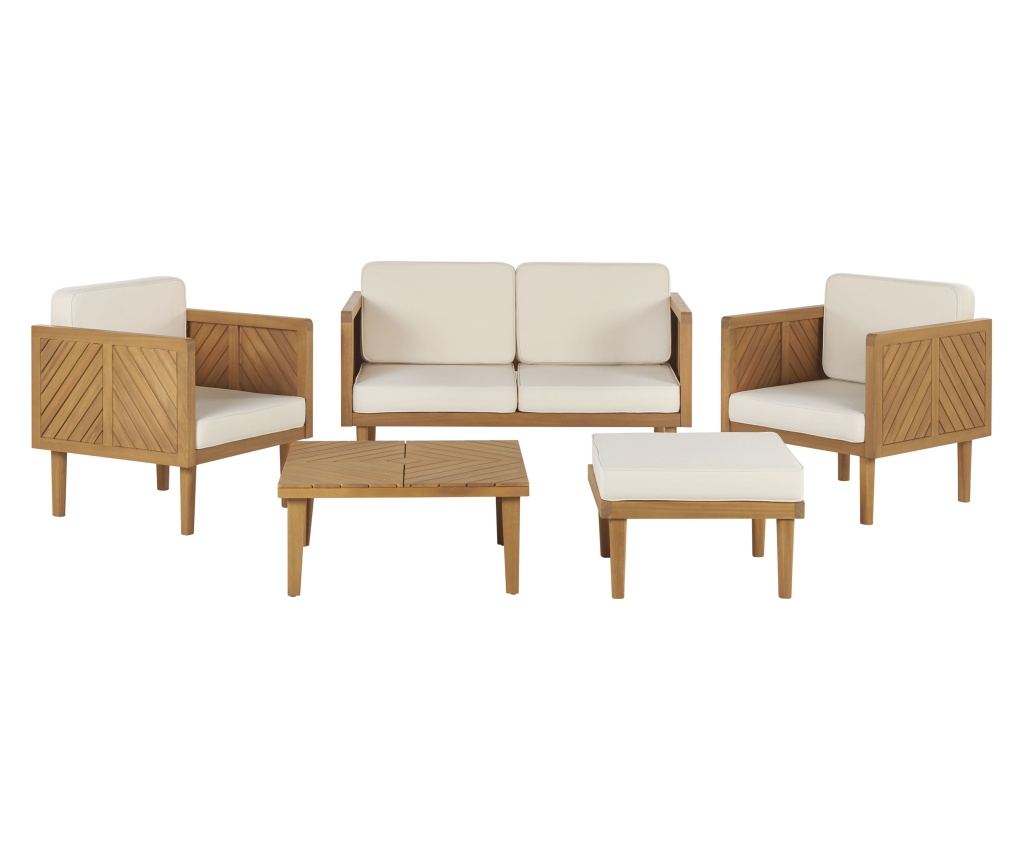 Kerti ülőgarnitúra asztallal és ottománnal 4 személyes BARATTI Akácfa Barna - 2