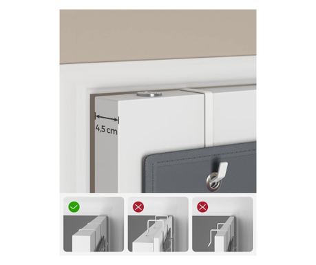 SONGMICS viseći organizator s 4 odjeljka, polica od tkanine za vrata ili zid, 33,5x12x100 cm, siva