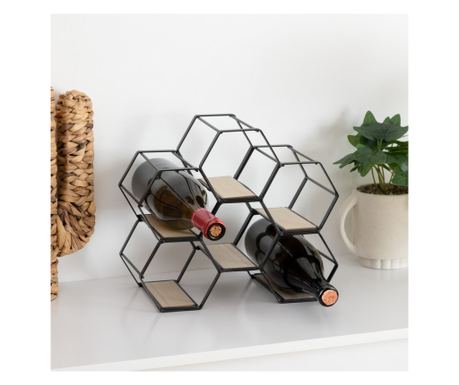 Atmosphera Arty stalak za 6 boca, metalna i MDF struktura, 26x15x30 cm, crni