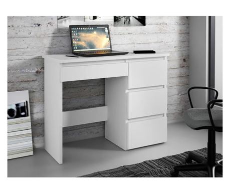 Birou calculator Beta 3 cu 4 sertare, 94x43x75 cm, finisaj alb