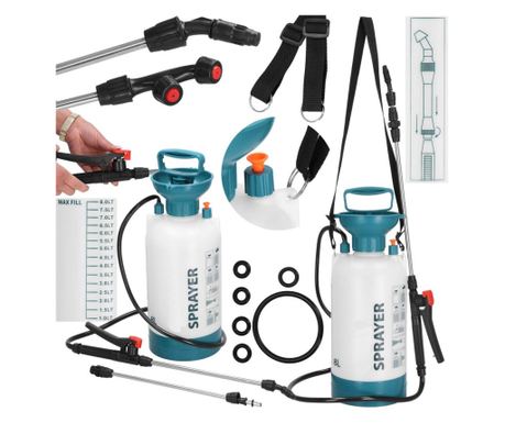 Pompa de stropit manual 8L cu lance reglabila 63 cm, 2 duze si curea de umar