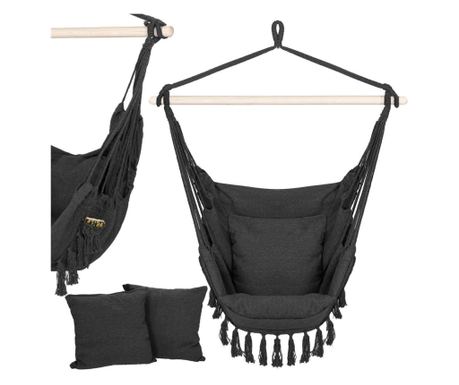 Viseči stol-hammock z blazinami - temno siv
