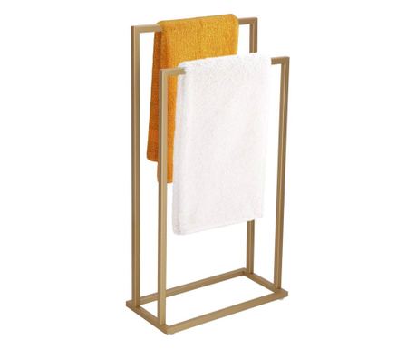 Kovinsko stojalo za brisače za kopalnico z 2 držaloma, 86 cm, mat zlata