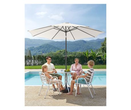 SONGMICS 300 cm vrtni senčnik s sistemom ročice in nagiba, bež