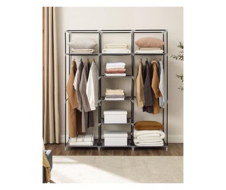 SONGMICS Гардероб от плат с 3 отделения, 45x150x175 см, сив