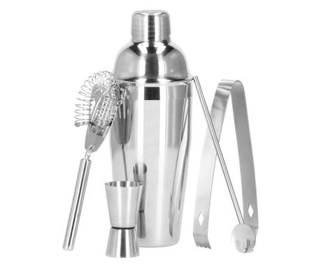 Set Cocktail Shaker Kit pentru barmani 750ml, KI21, 5 piese