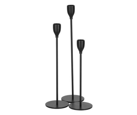 Komplet 3 kovinskih svečnikov, 23, 28 in 33 cm, črne barve
