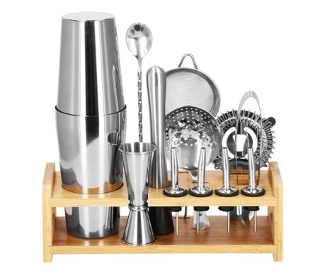 Set za koktele za barmene 750 ml, KI11, stalak od bambusa, 14 dijelova