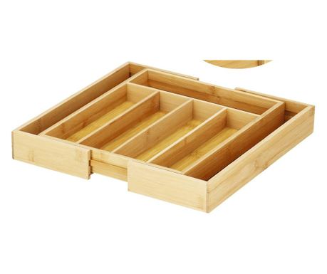 Organizator za pribor za jelo i kuhinjski pribor od bambusa na izvlačenje, 28-45x33x5 cm
