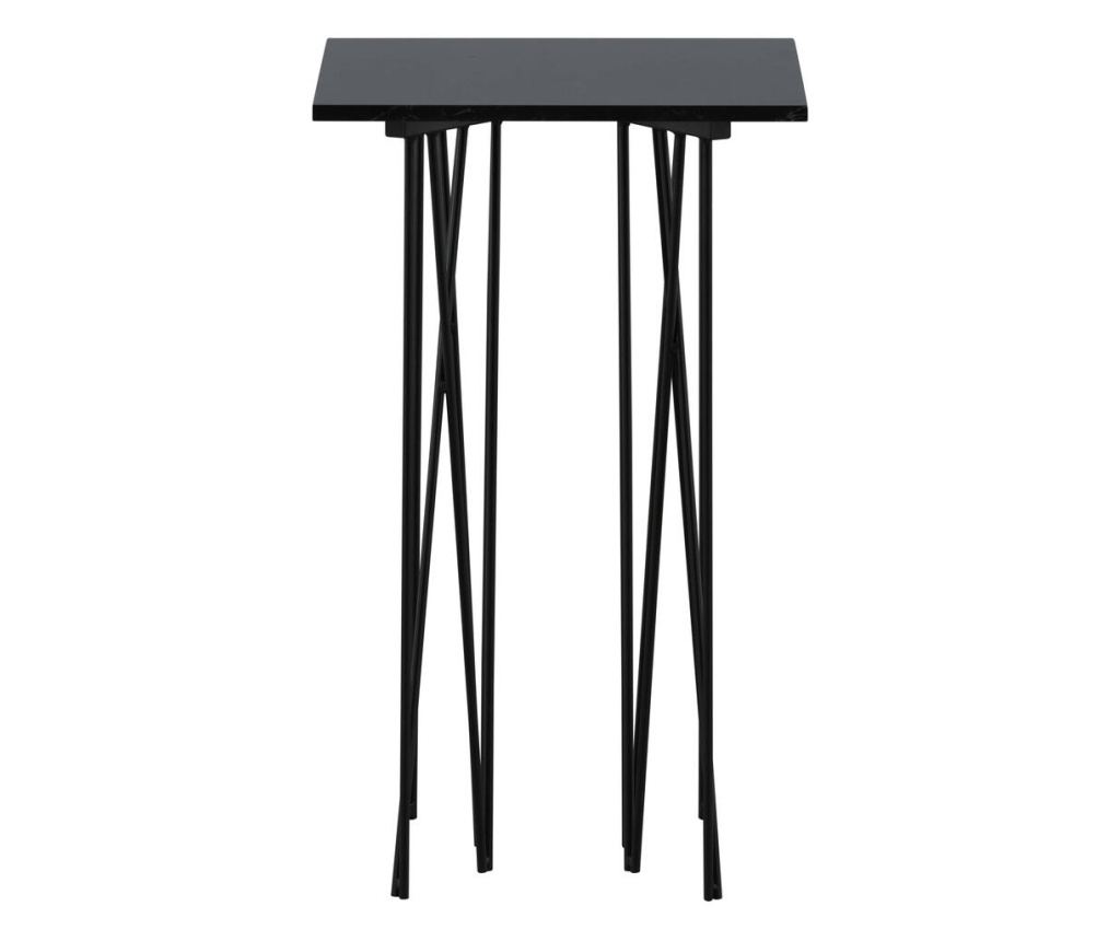 Bočni stolić Stone mramor crni i crni 40 cm - 2