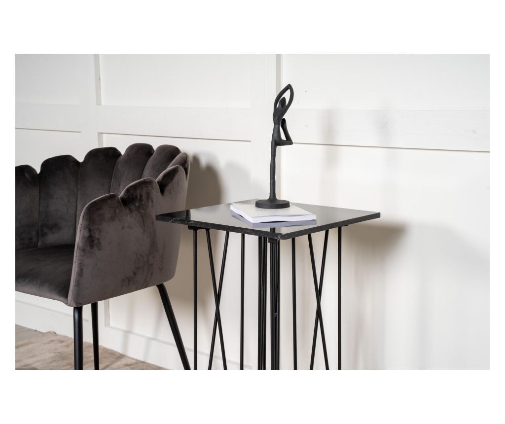 Bočni stolić Stone mramor crni i crni 40 cm - 5