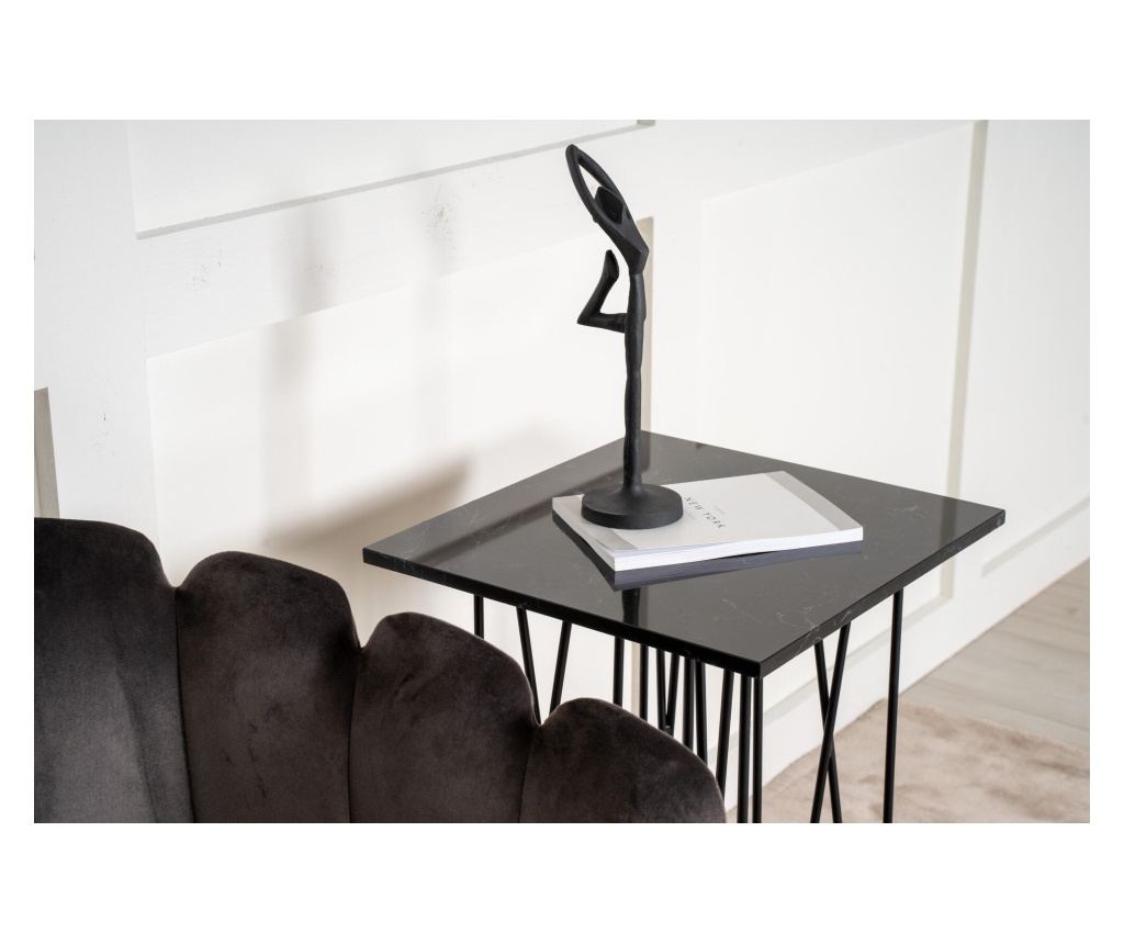 Bočni stolić Stone mramor crni i crni 40 cm - 6