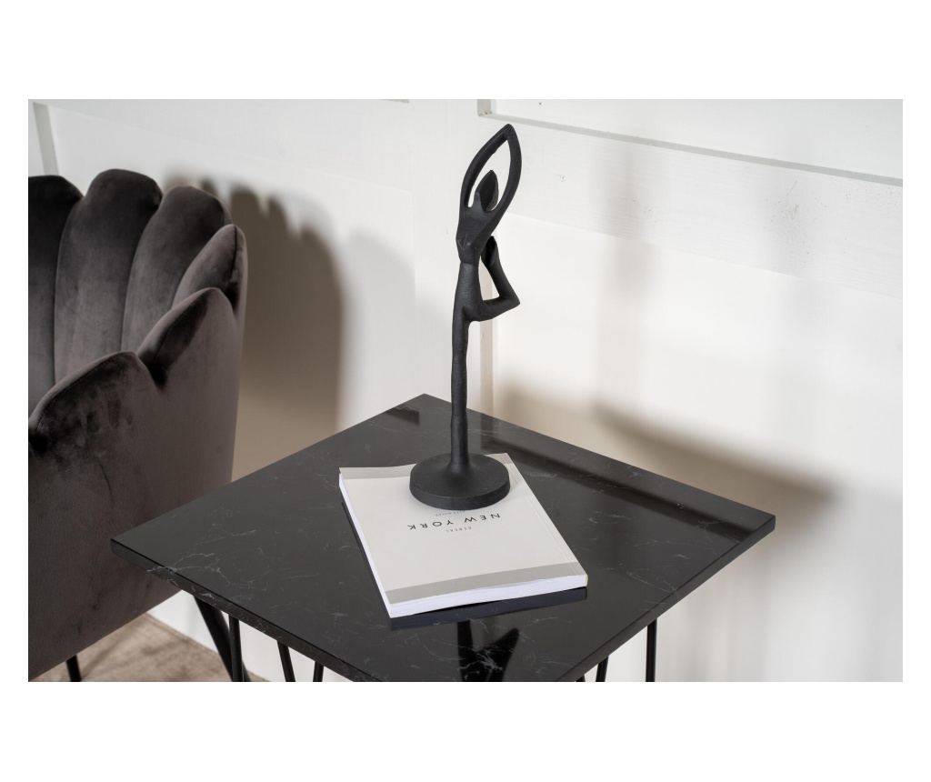 Bočni stolić Stone mramor crni i crni 40 cm - 7