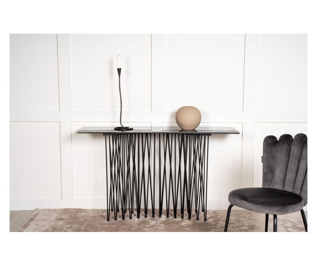 Bočni stolić Stone mramor crni i crni 37 cm - 7