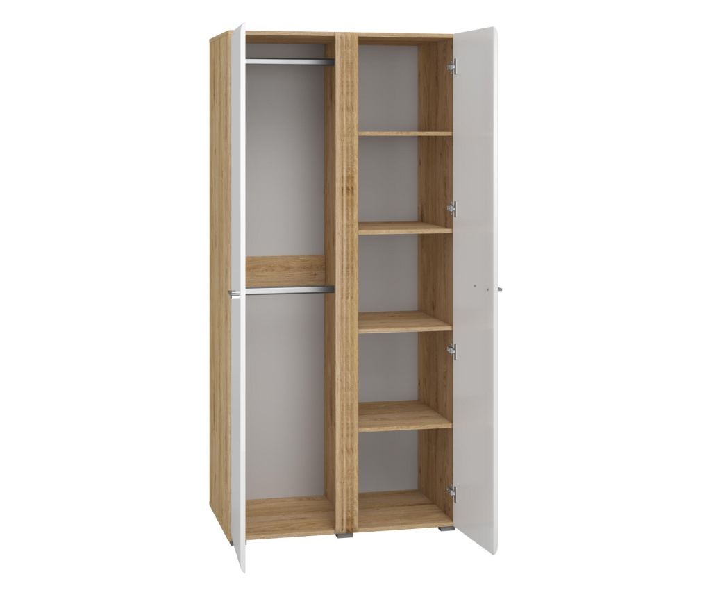 Adagio gardrób, tölgy és fényes fehér, 92 cm - 2