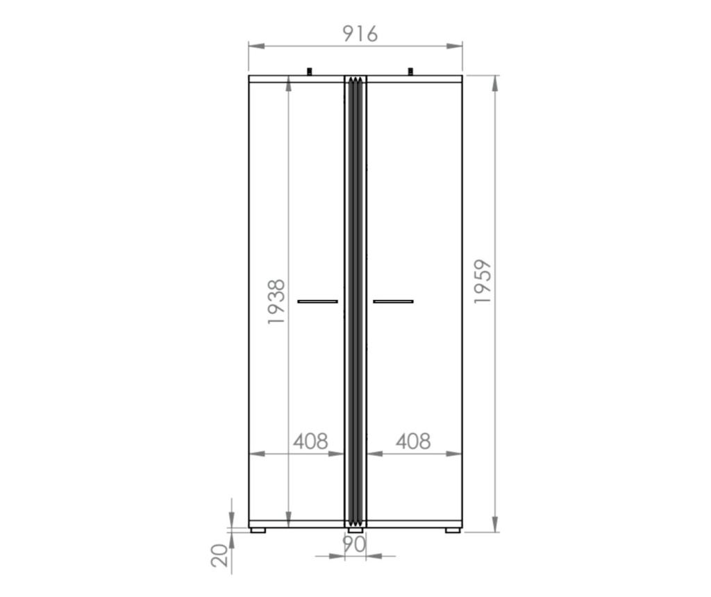 Adagio gardrób, tölgy és fényes fehér, 92 cm - 8