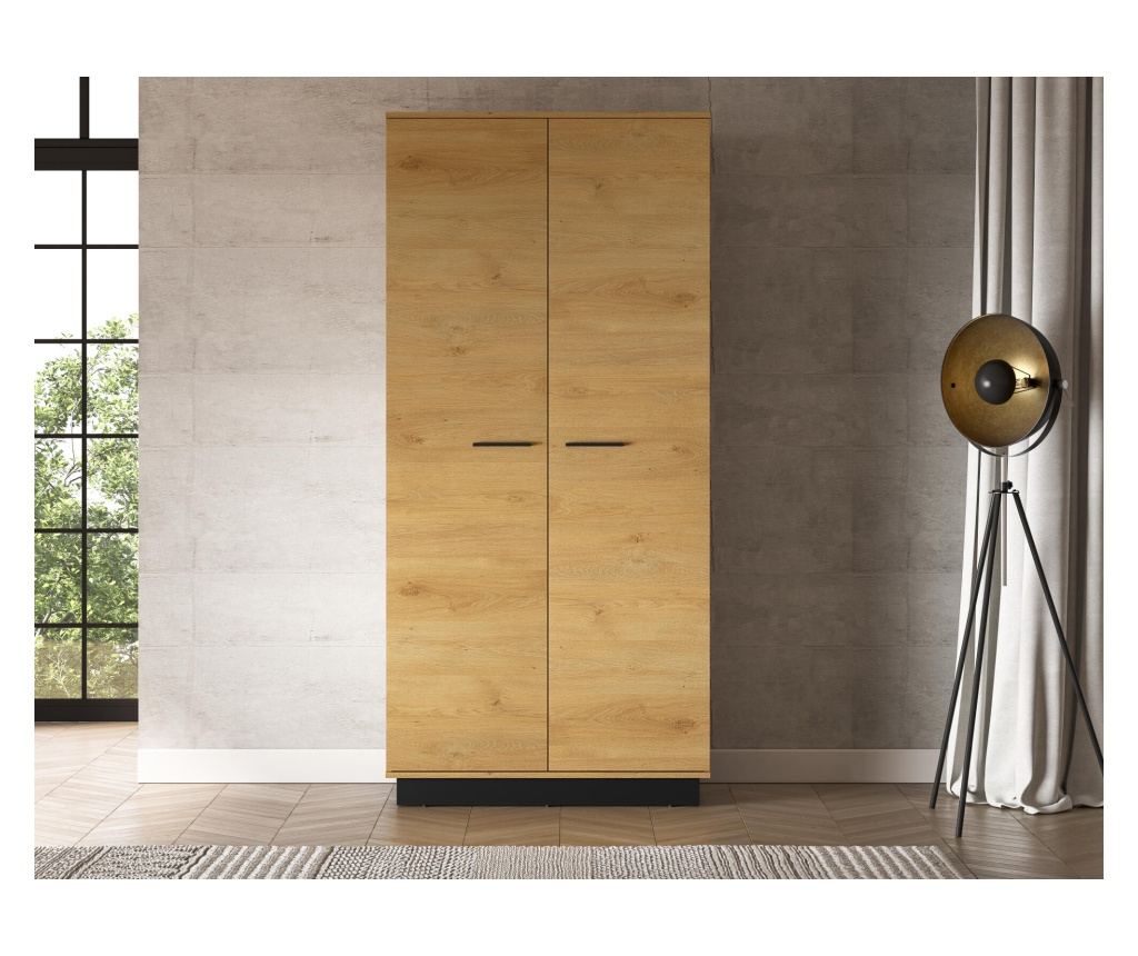 Modesto tölgy és fekete ruhásszekrény, 92 cm - 4