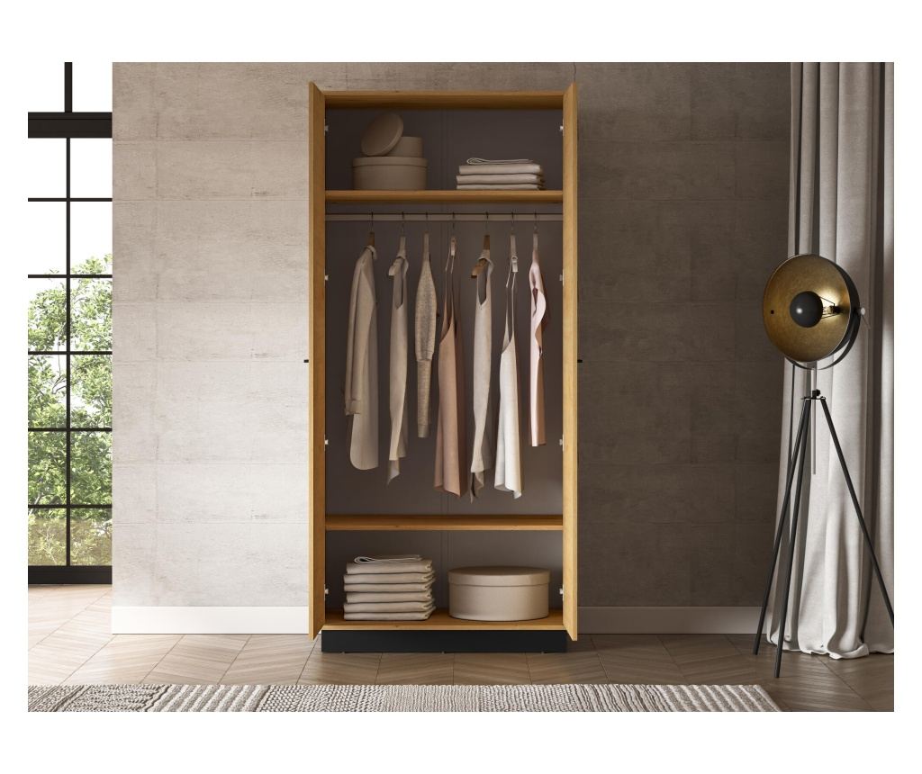 Modesto tölgy és fekete ruhásszekrény, 92 cm - 5