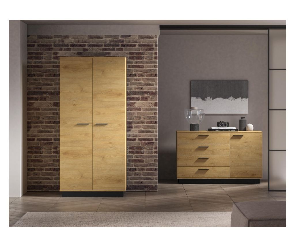 Modesto tölgy és fekete ruhásszekrény, 92 cm - 7