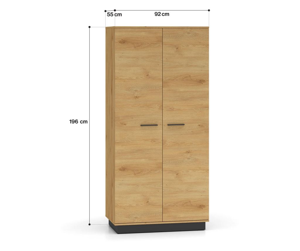 Modesto tölgy és fekete ruhásszekrény, 92 cm - 8