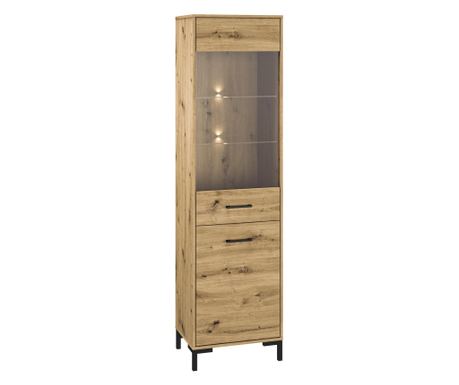 Vitrinska omara Nevio Oak & Black 55 cm