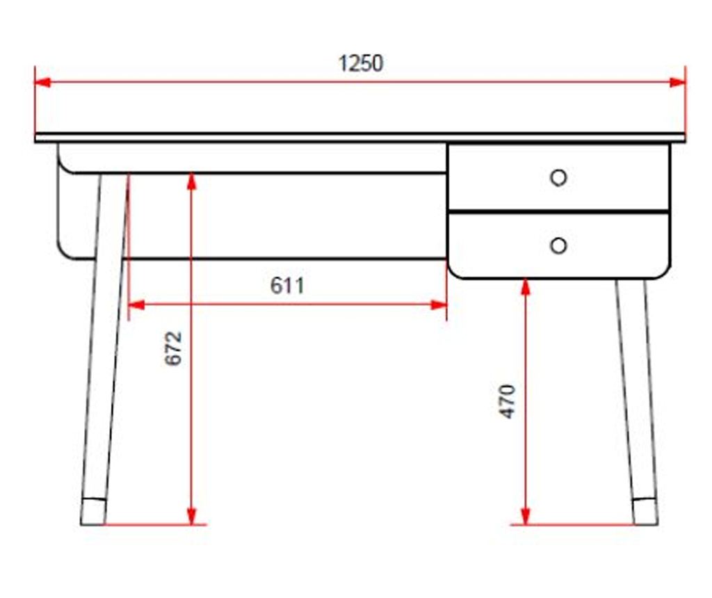 Desk Billy Fehér 125 cm - 3