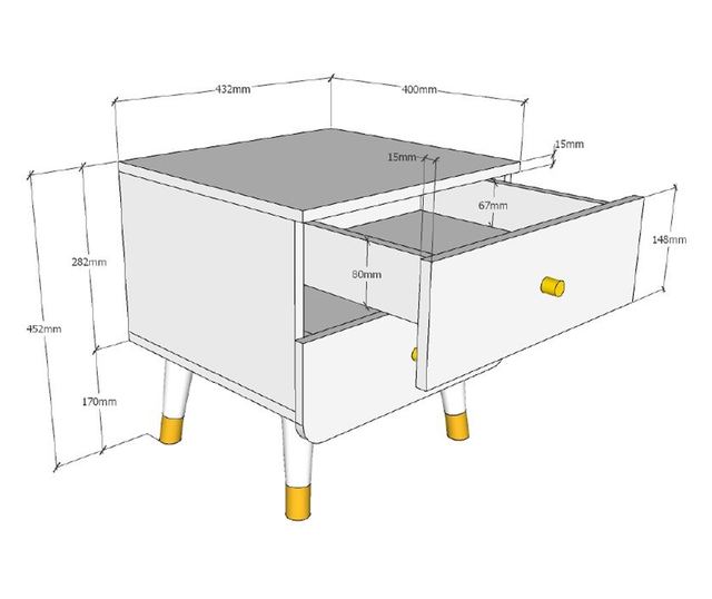 Noćni ormarić Billy bijeli 44 cm